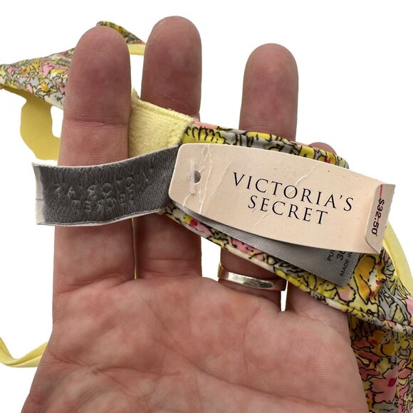 Vintage Victorias Secret Yellow Floral Underwire Push-up Bra Size 36D - Picture 5 of 7